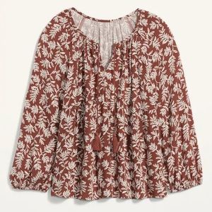 Printed Tie-Neck Boho Swing Blouse for Women